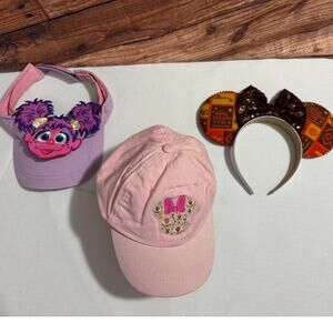 Disney hat bundle with Abby Seseme street visor Pink purple orange